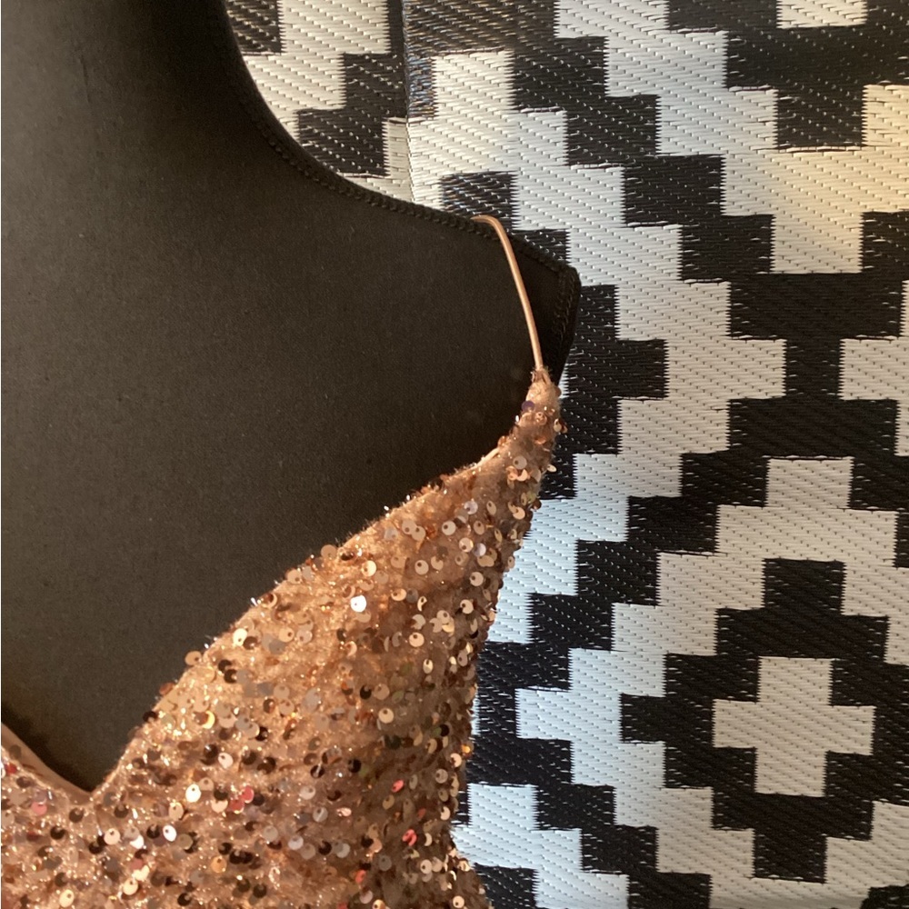 Plus Size Prom Dress Glamorous Rose Gold Sequin 3X Stretch - Picture 8 of 11